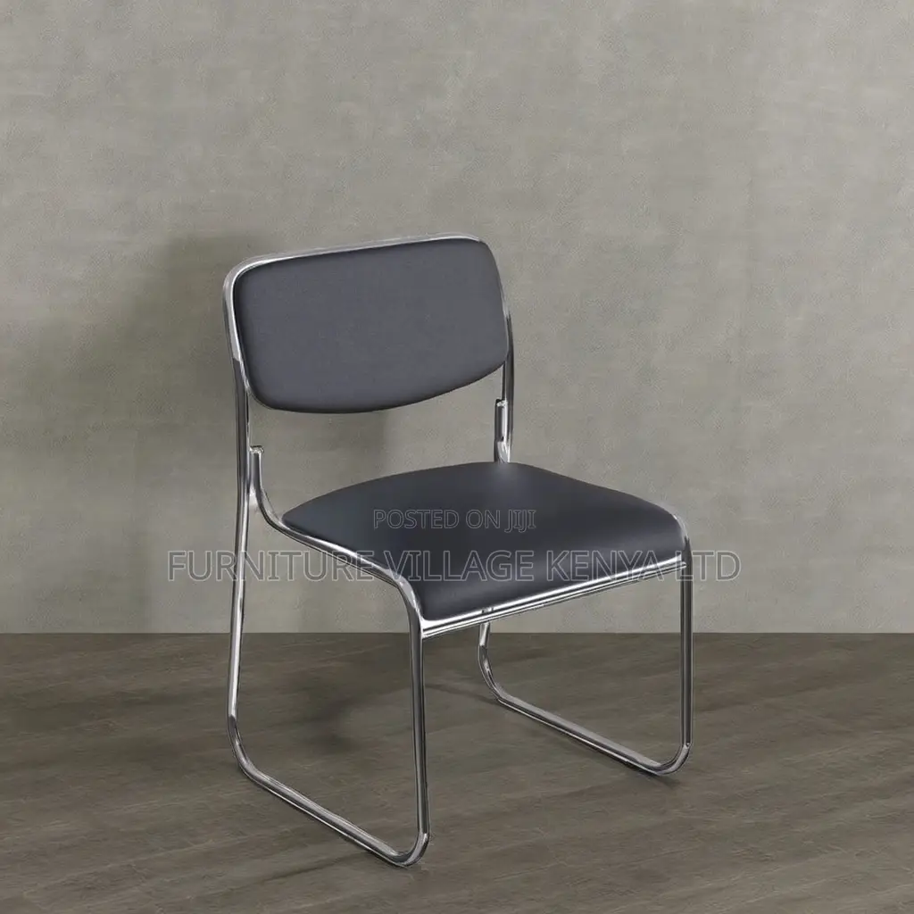 Leather Padded Armless Guest Chrome Seat