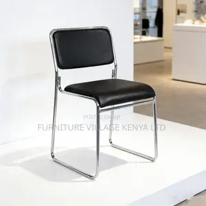 Leather Padded Armless Guest Chrome Seat