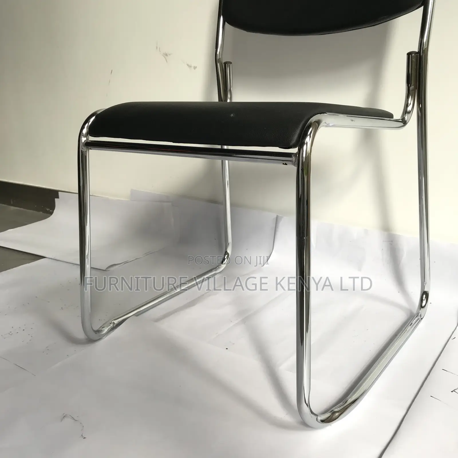 Leather Padded Armless Guest Chrome Seat