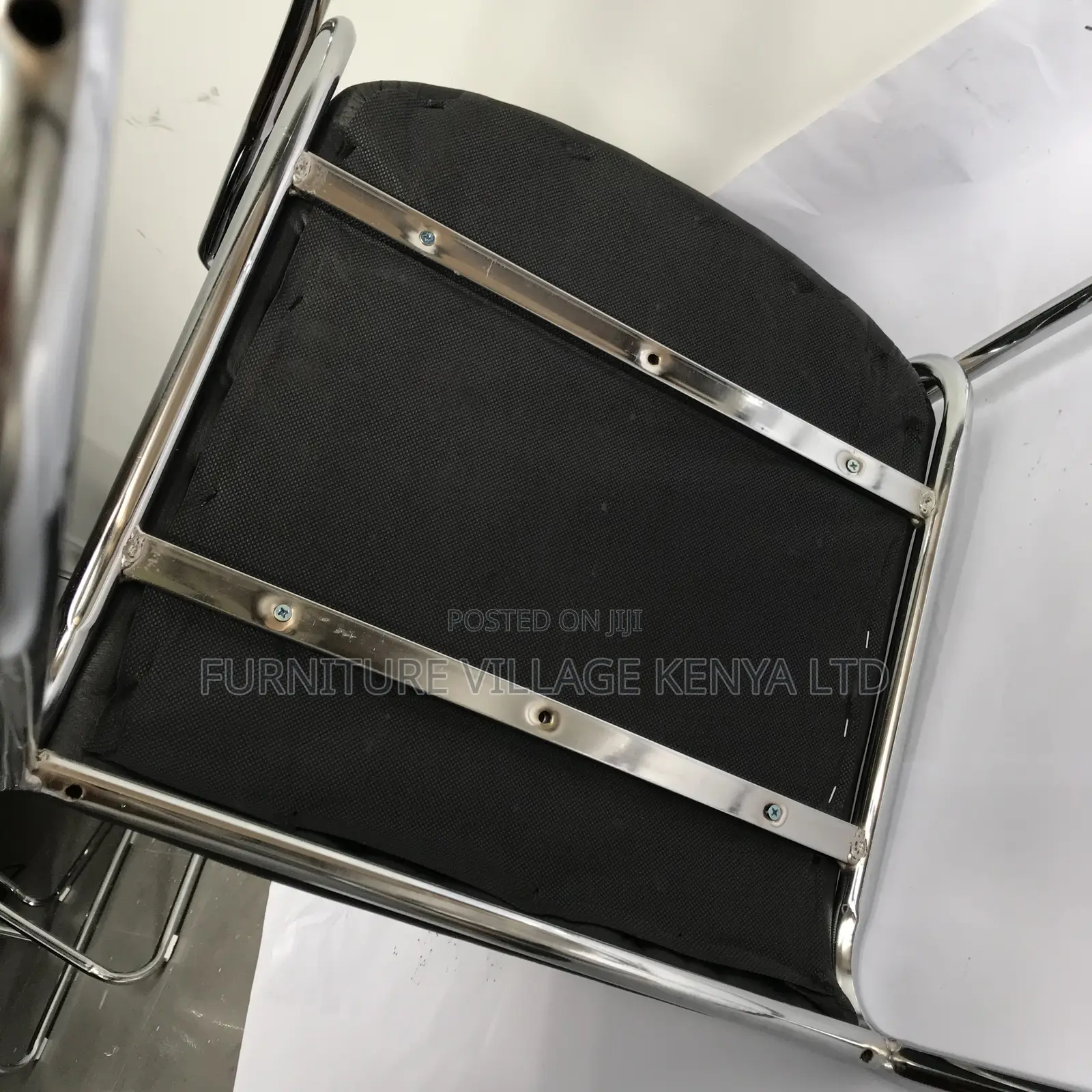Leather Padded Armless Guest Chrome Seat
