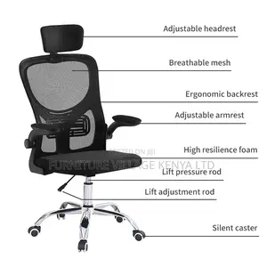 White Swivel Ergonomic Desk Seat With Armrest