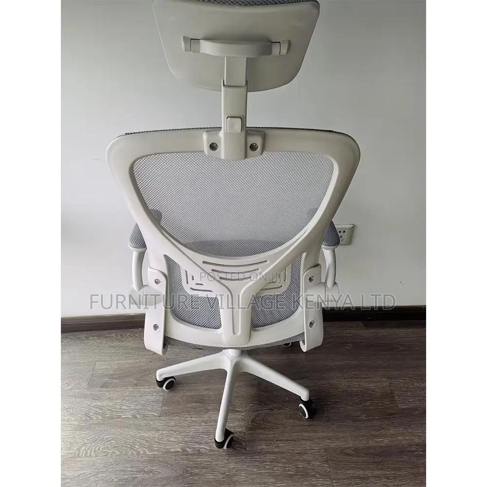 White Swivel Ergonomic Desk Seat With Armrest