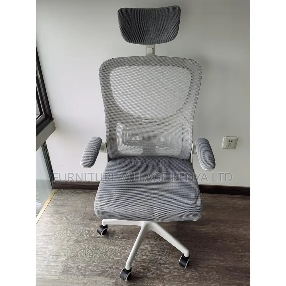 White Swivel Ergonomic Desk Seat With Armrest