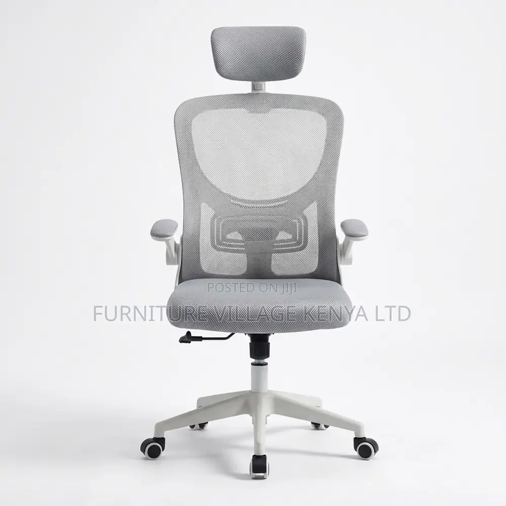 White Swivel Ergonomic Desk Seat With Armrest
