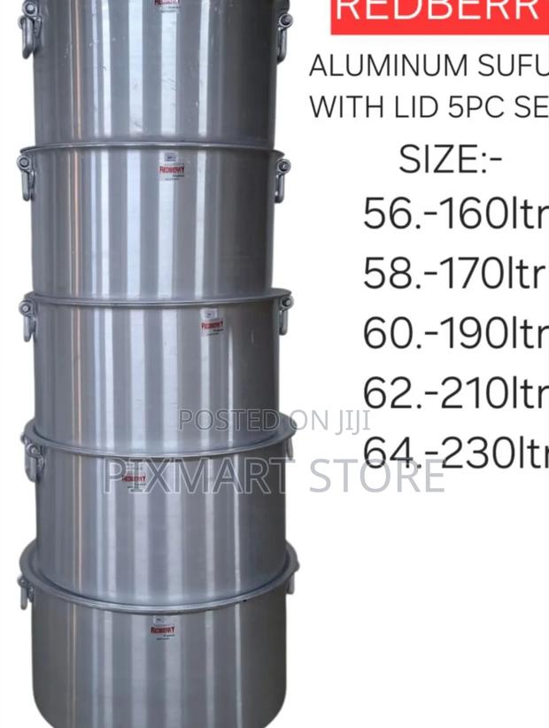 Redberry 5pcs Heavy Duty Aluminium Sufuria Set With Lids
