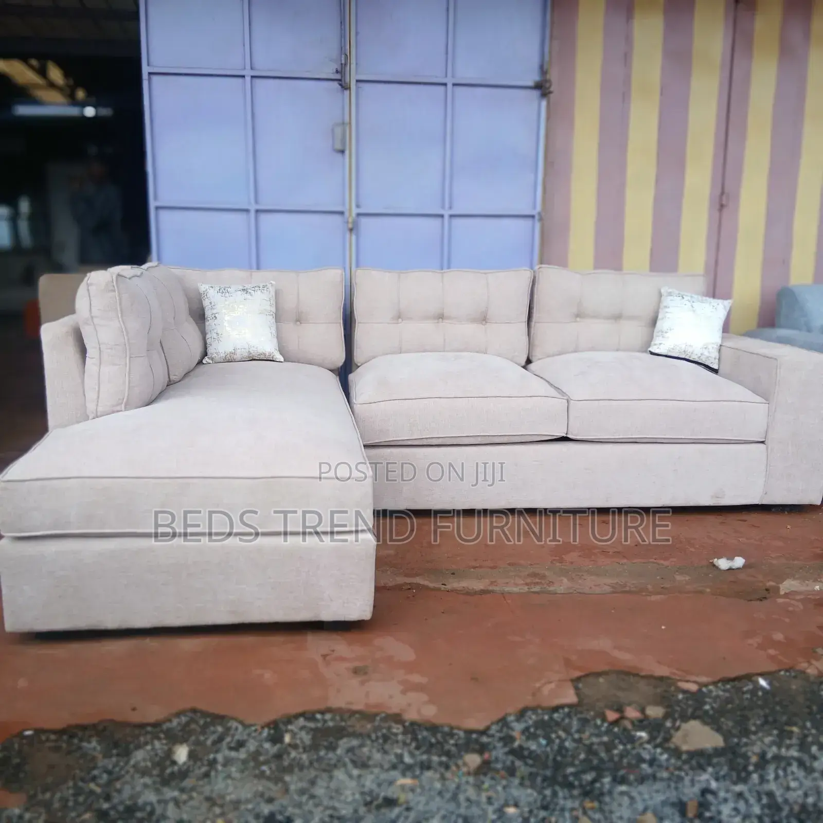 6 Seater Soft Beige L-Shape Comfort Sofa