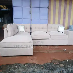 6 Seater Soft Beige L-Shape Comfort Sofa
