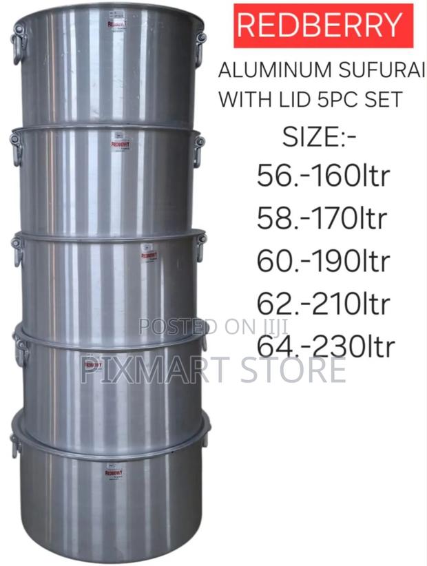 5pc Redberry Aluminium Sufuria Set Heavy Duty With Lids