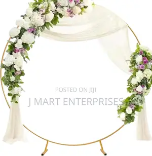 2m Round Balloon Arch – Gold Metal Circle Wedding