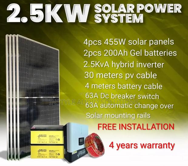 2.5kw Solar Power System Plus Installation (43" Tv,Fridge Lights)