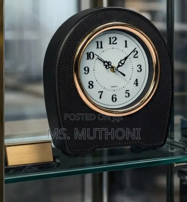 Premium Leather Executive Desktop Clock (Engraveable)