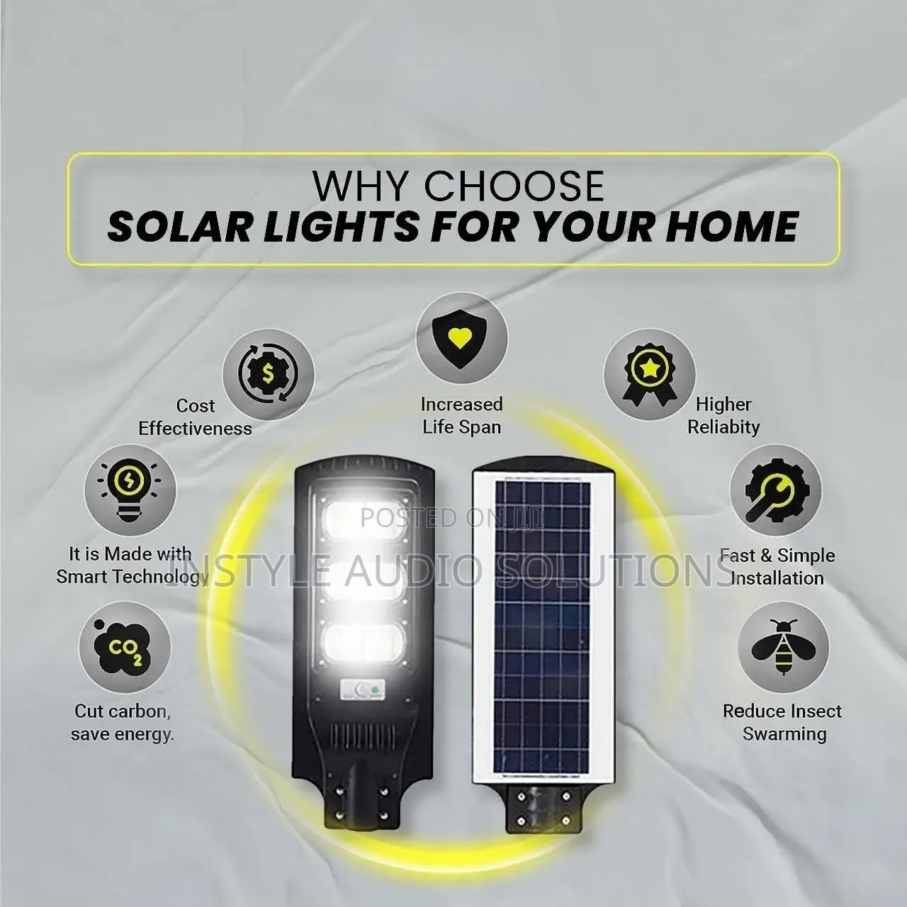 100w Bright Solar Street Light Plus Metallic Mounting Rails