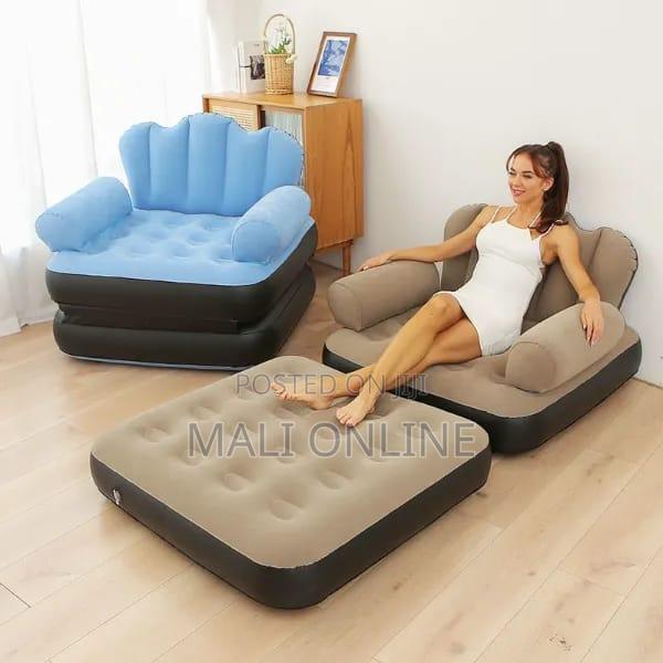 2 in 1 Air Mattress Inflatable Sofa Bed Couch Armrest Electric Pump