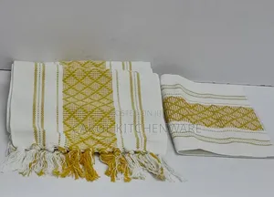 Braided Woven Textured Table Runner With Tassel+ 6 Mats.