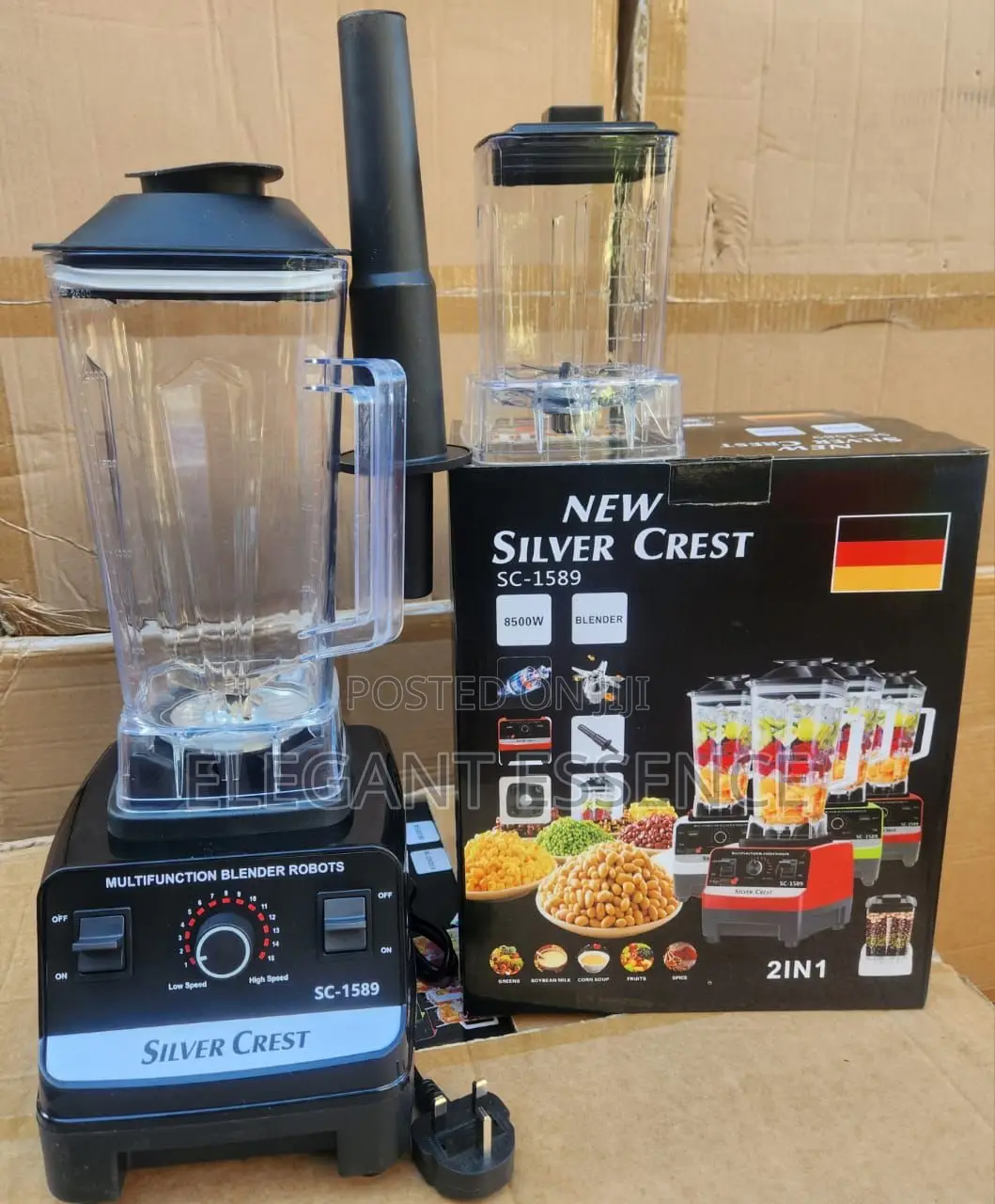 8500w Silver Crest Commercial 2in1 Blender With 2.5 L Jug and Grinder