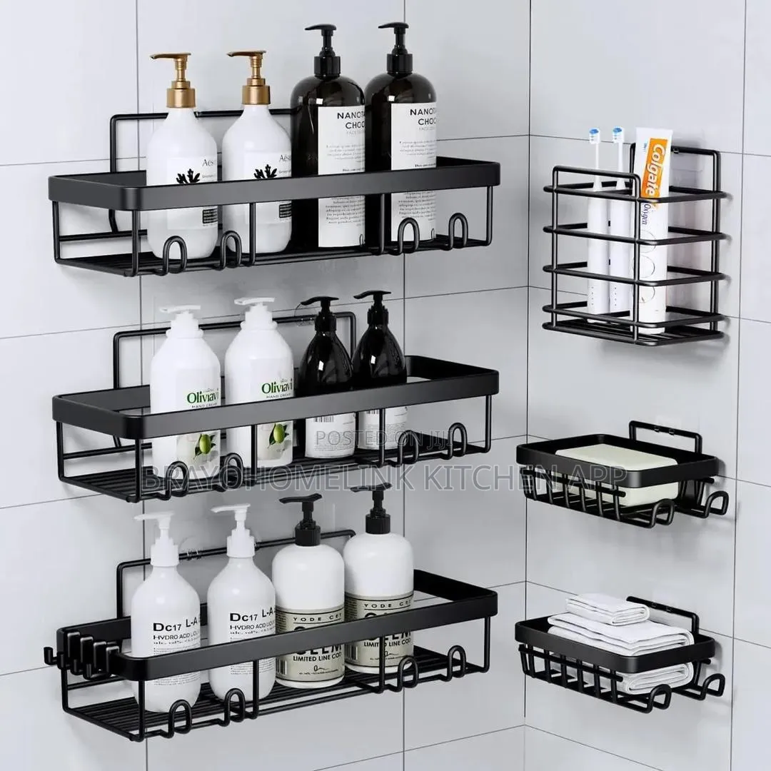 6-Pc Spacious Shower Caddy - Spacious Bathroom Shower Organizer