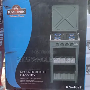 Rashnik 4-Burner Gas Stove With Storage Shelves Cooker