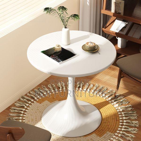 Coffee Table; Round Marble Living Room Home Office Coffee Table - thumbnail 6