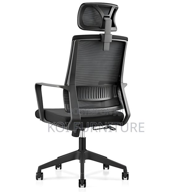 Office Chairs; High Backrest Ergonomic Black Padded Office Chairs - thumbnail 3