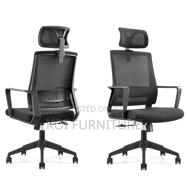 Office Chairs; High Backrest Ergonomic Black Padded Office Chairs - thumbnail 4