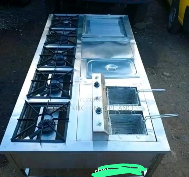 Heavy Duty Stainless Steel Combined Unit Griddle, Chips Fryer.