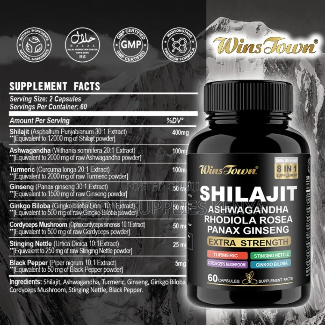 8-in-1 Shilajit Ashwagandha Capsules (60s) - Extra Strength