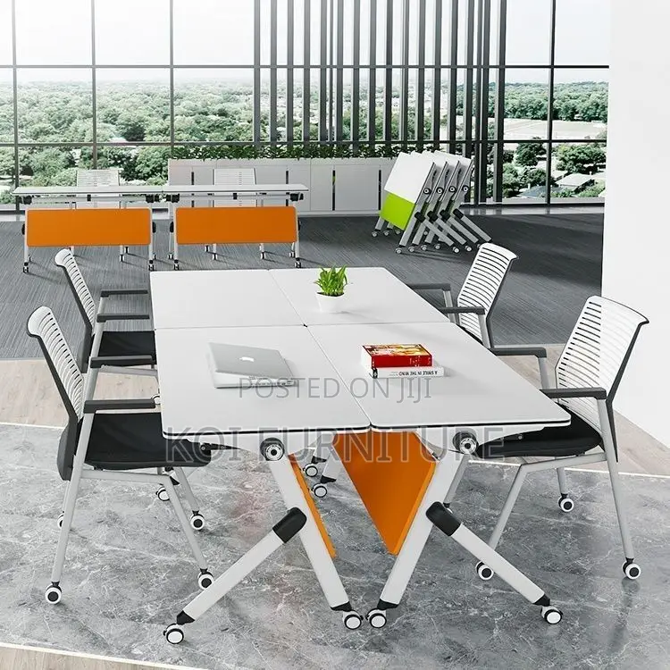Office Table; Modern Foldable Table With Movable Casters
