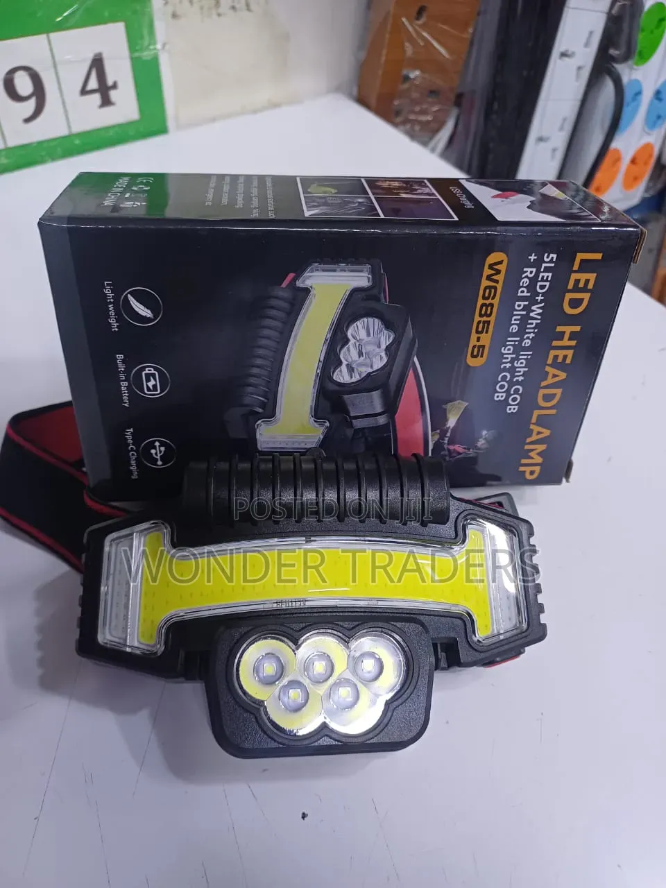 Led Headlamp (5led + White Light+Red Blue Light Cob