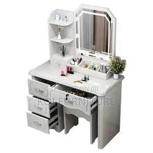 Dressers; White Standing Perfect Wooden Grooming Vanity Set