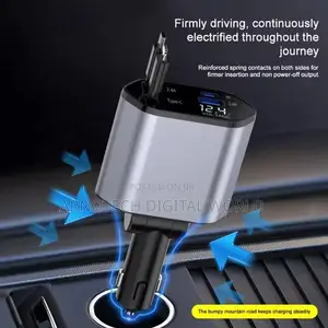 4in1 Usb 120w Retractable Car Charger Type C Fast Car Charger Adapter