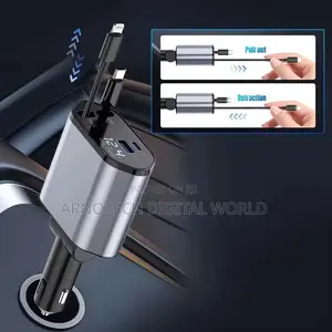 4in1 Usb 120w Retractable Car Charger Type C Fast Car Charger Adapter