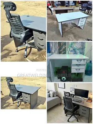 1.2m Office Desk + Ergonomic Headrest Office Chair J