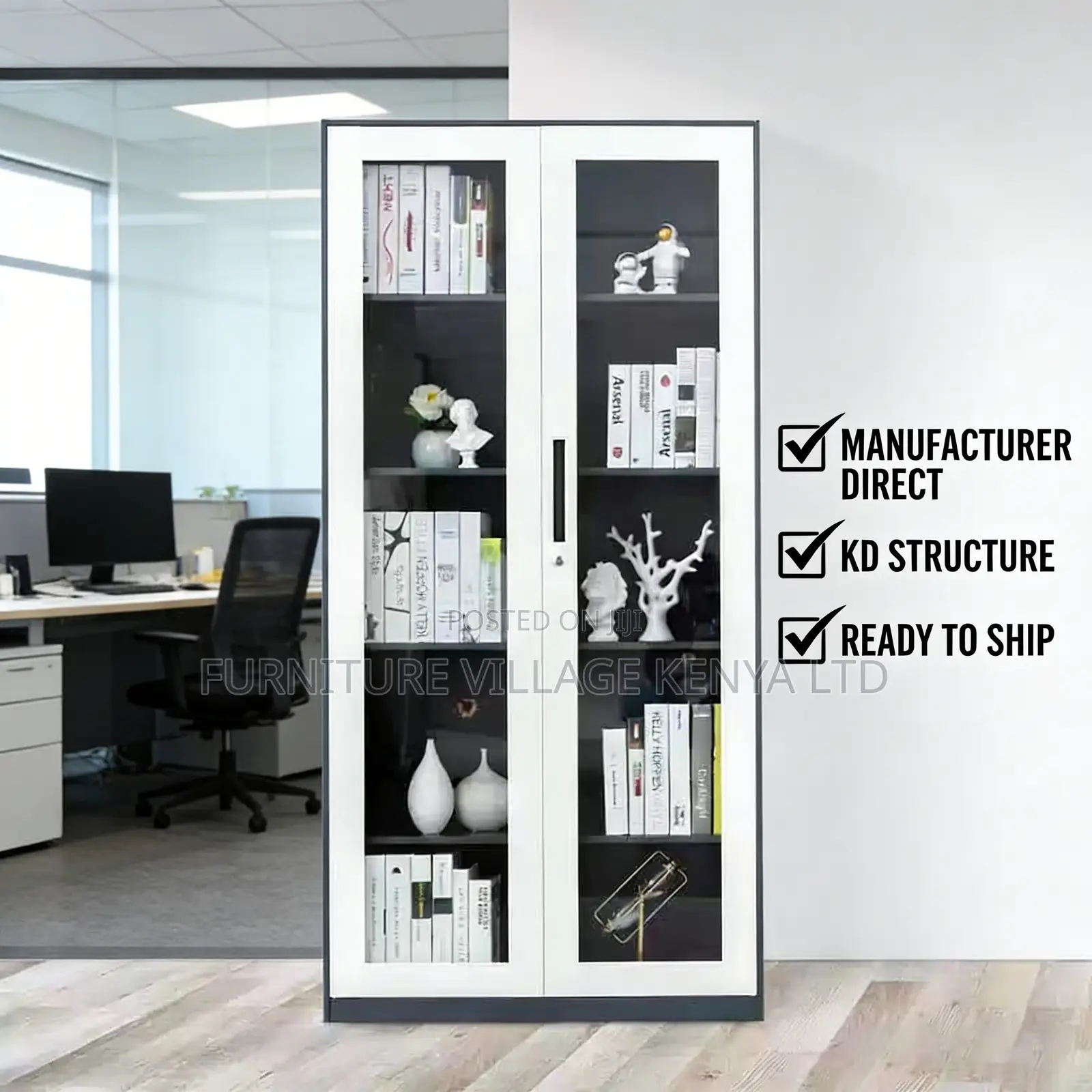 Modern Glass Door's Office Filling Cabinet