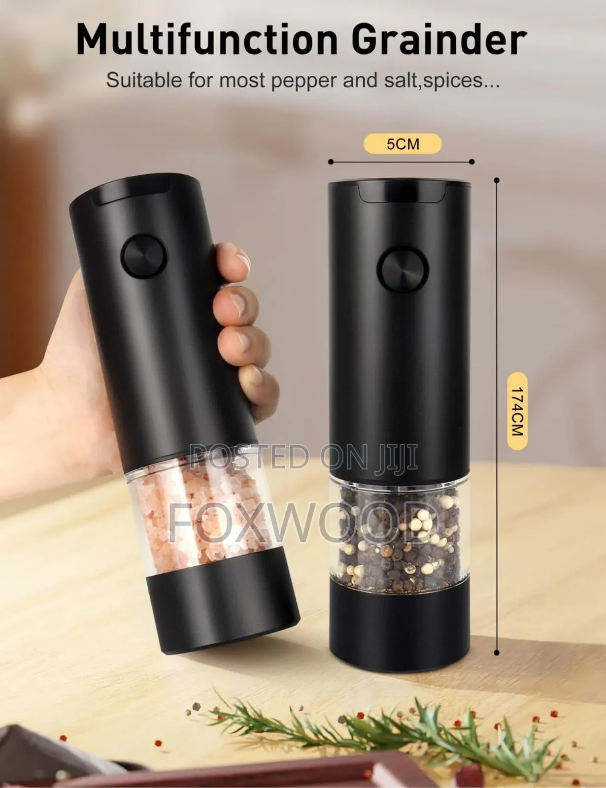 2 in 1 Electric Pepper Grinder or Salt Mill,
