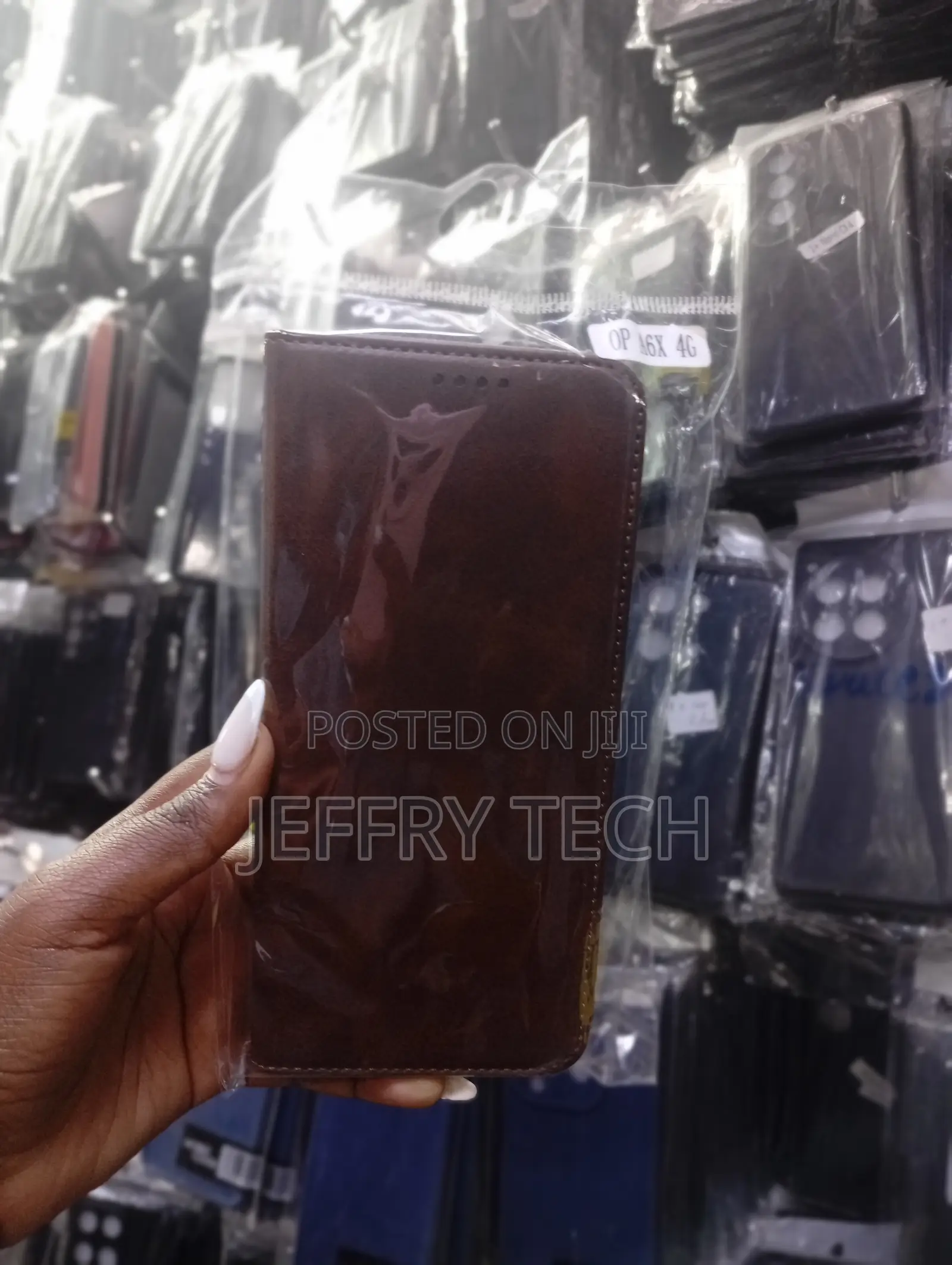 Brown Leather Flip Wallet Case Designed to Fit the Oppo A6x 4g