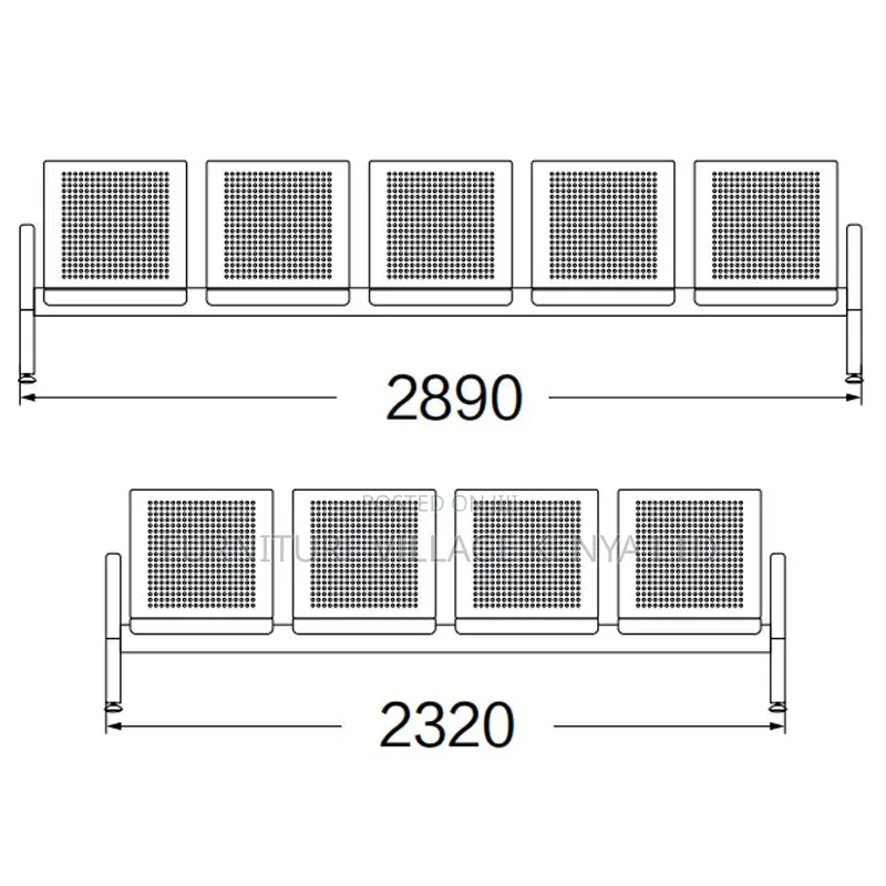 3-Link Full Steel Visitor's Office Waiting Bench