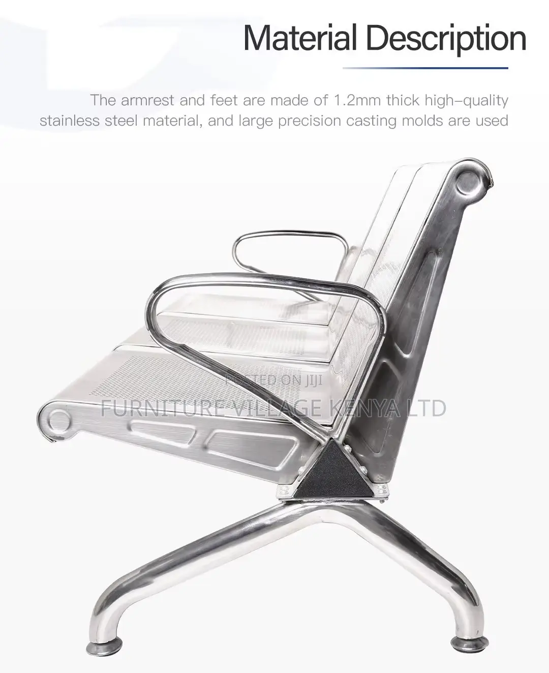 3-Link Full Steel Visitor's Office Waiting Bench