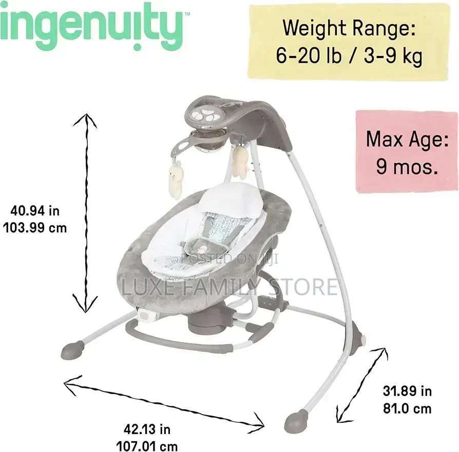 Ingenuity Inlighten Cradling Swing Rocker (Model 12365) 