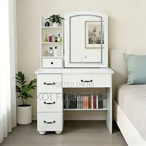 Dressers; White Bedroom Stylish Make Up Grooming Vanity With Mirror
