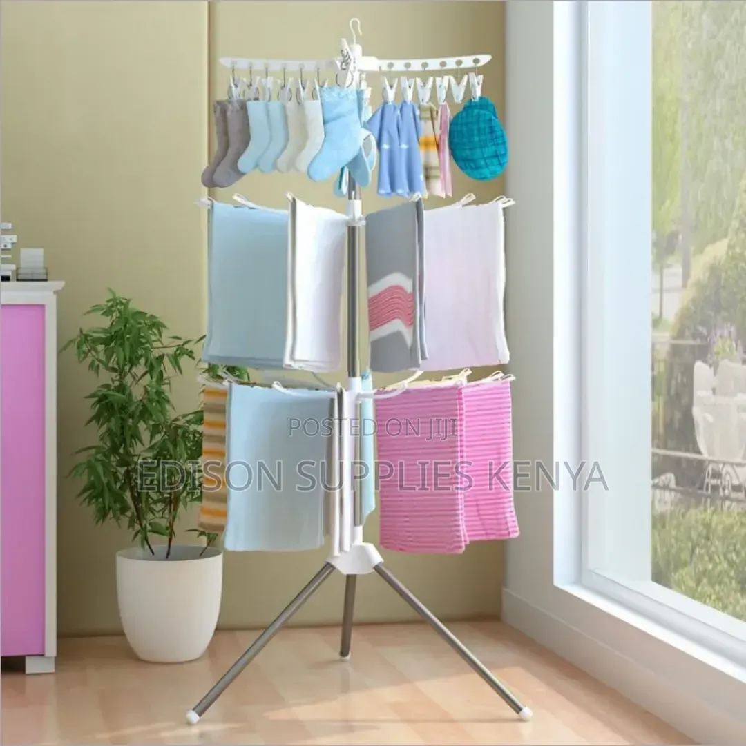 Clothes Drying Rack Foldable for the Balcony Hangers 3-Tier Strong