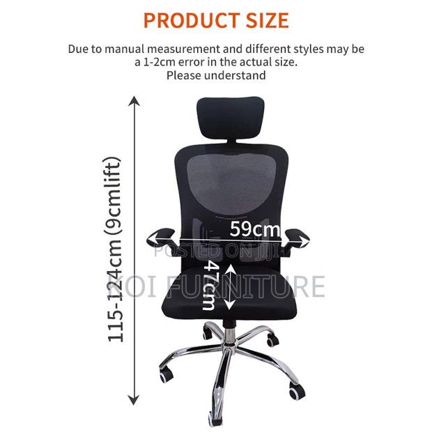 Office Chairs; Orthopedic High Backrest Seat With Fabric Headrest - thumbnail 2