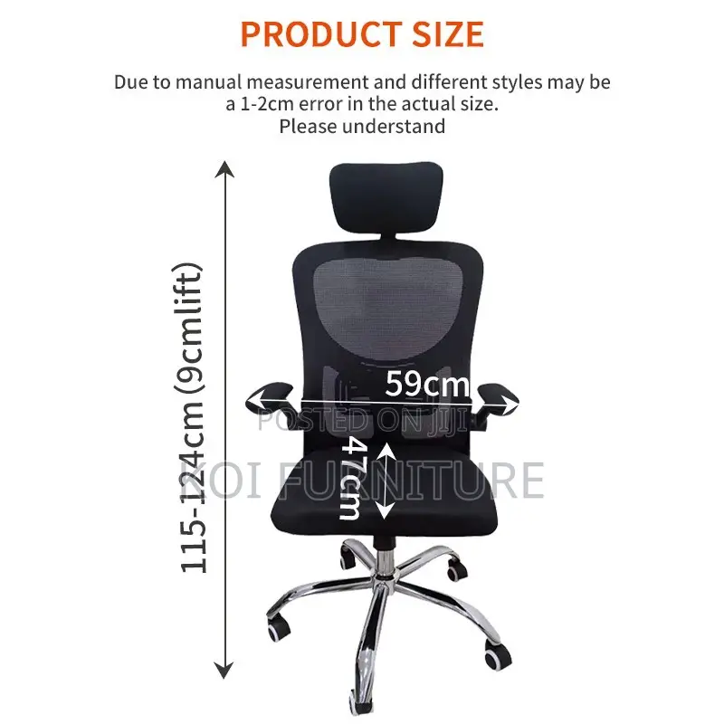Office Chairs; Orthopedic High Backrest Seat With Fabric Headrest