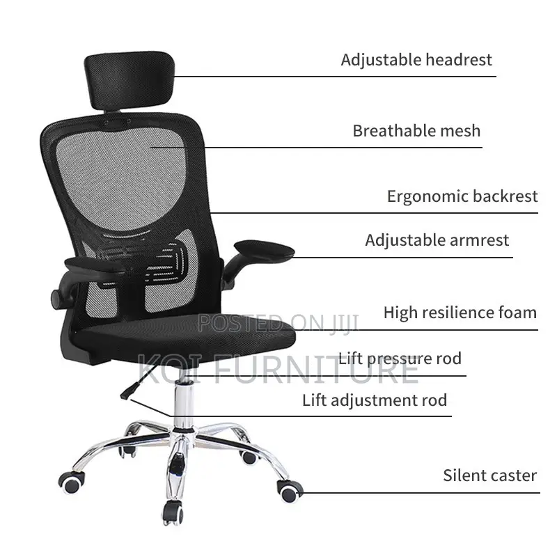 Office Chairs; Orthopedic High Backrest Seat With Fabric Headrest