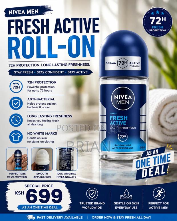 “Nivea Men Fresh Active Roll-on 72h – Long Lasting, Anti-Sweat”