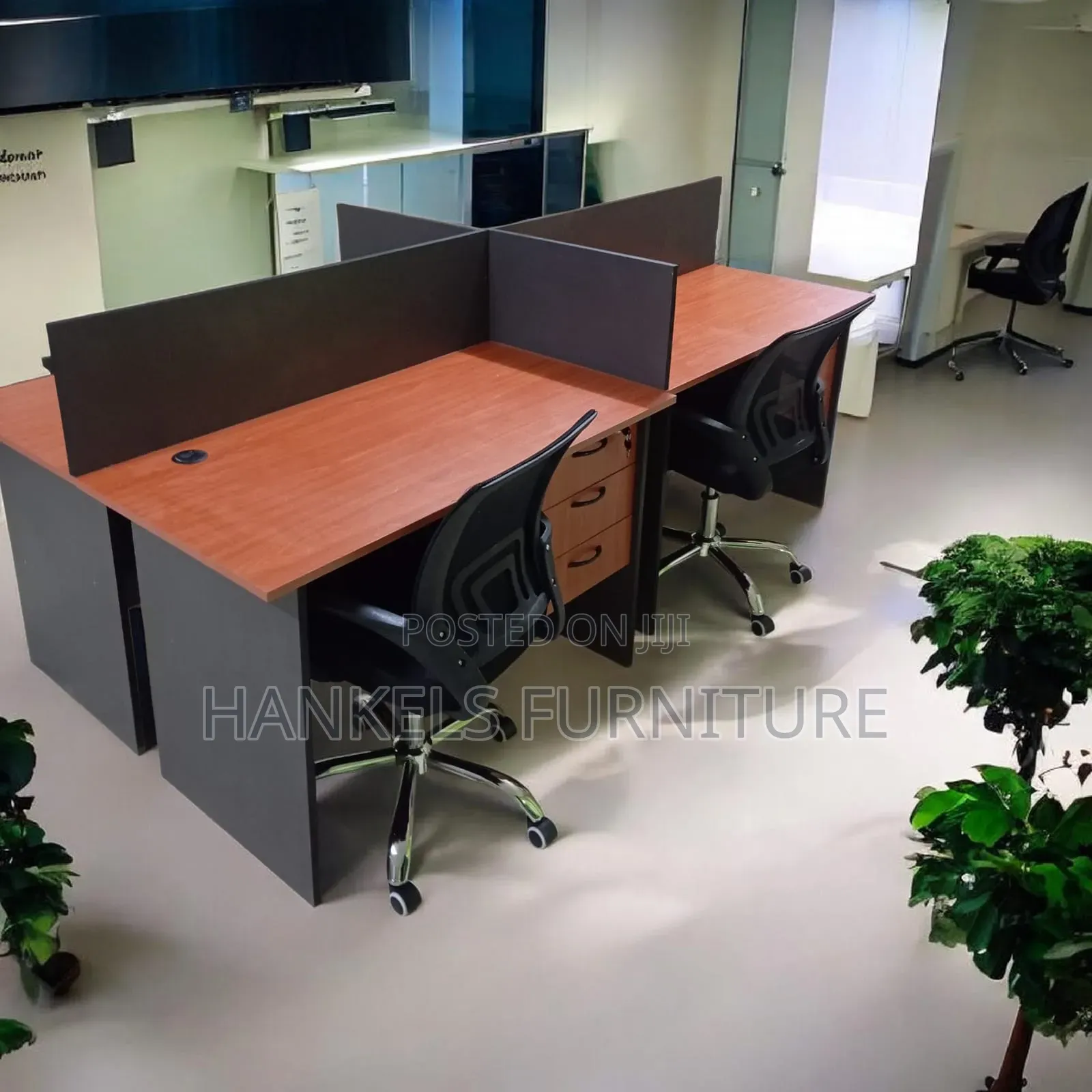 4 Way Workstation With Chairs -Modern Office Desk