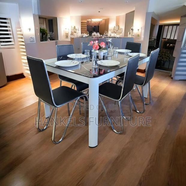 6 Seater Marble Dining Set With Leather Chairs Elegant Dining Table