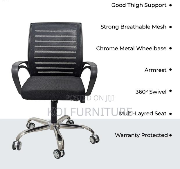 Office Chairs; Ergonomic Strong Swivel Seat With Armrests - thumbnail 5