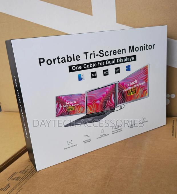Portable Tri-Screen Monitor Dual-Screen Laptop Extender for 14 Inches
