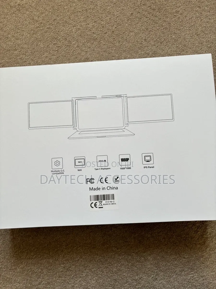 Portable 14" Triple Screen Laptop Monitor Extender 1080p.