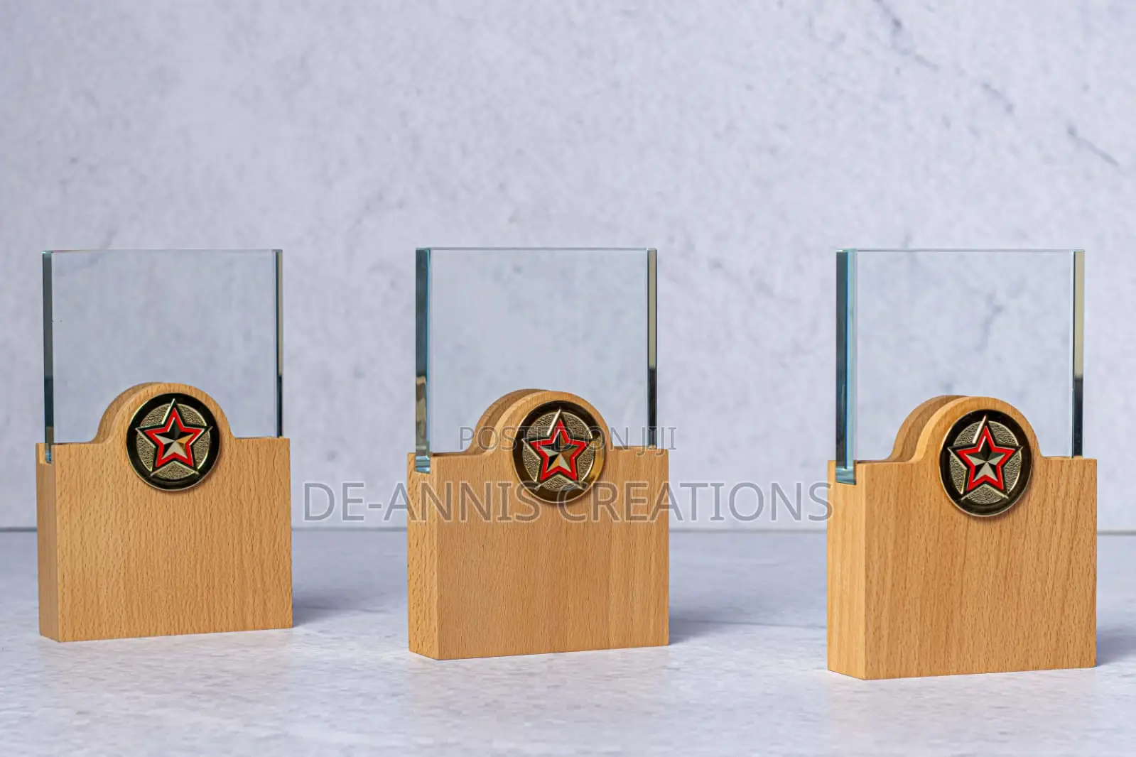 Wooden and Glass Award With Emblem